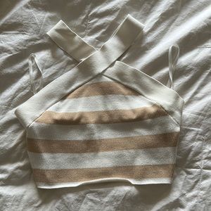 Aritzia SCULPT KNIT CRISS CROSS ESPACE/FLAX BEIGE